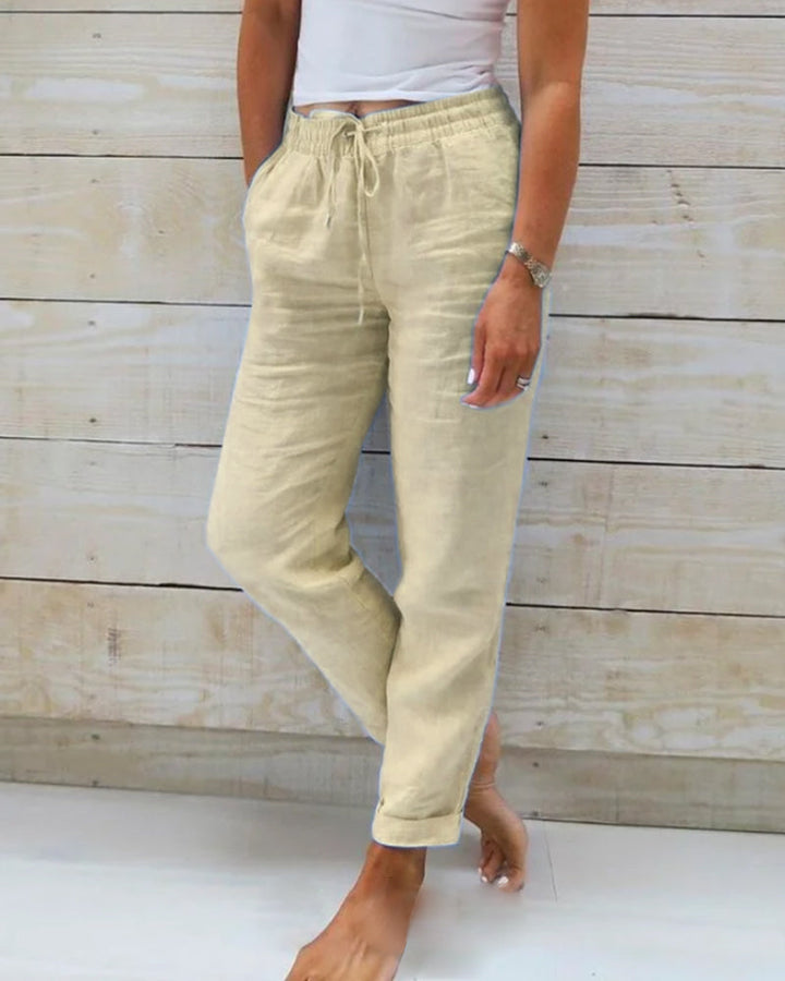Aria Pants Made of Cotton and Linen with Elastic Waist