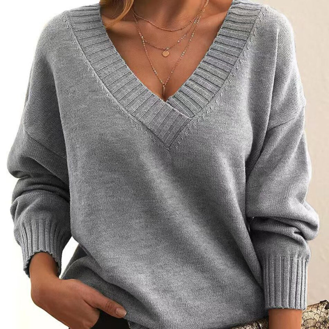 Elle | Elegant V-Neck Sweater