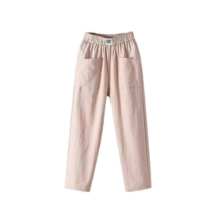 Classic Cotton Linen Pants with Elastic Waist